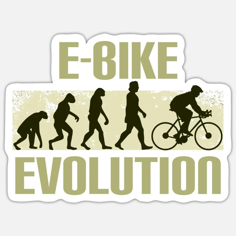 E-Bike, E-VTT, Evolution - Sticker taille S (10 x 10 cm) - blanc mat