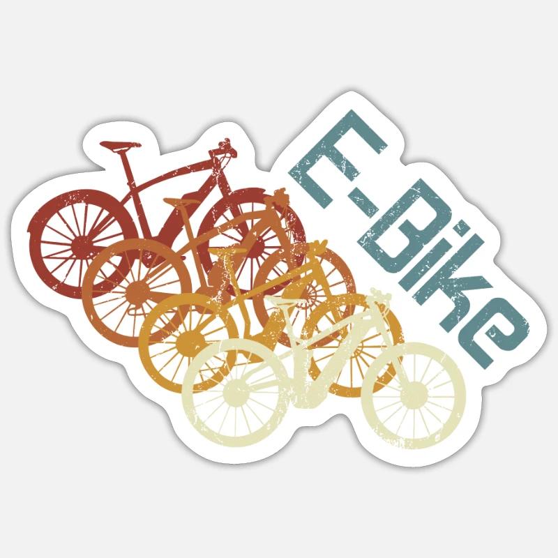 E-Bike, E-VTT, Retro coucher de soleil E-Biker Sticker taille S (10 x 10 cm)