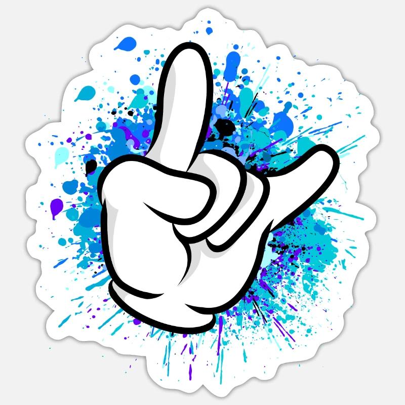 hand comic party - Sticker taille S (10 x 10 cm) - blanc mat