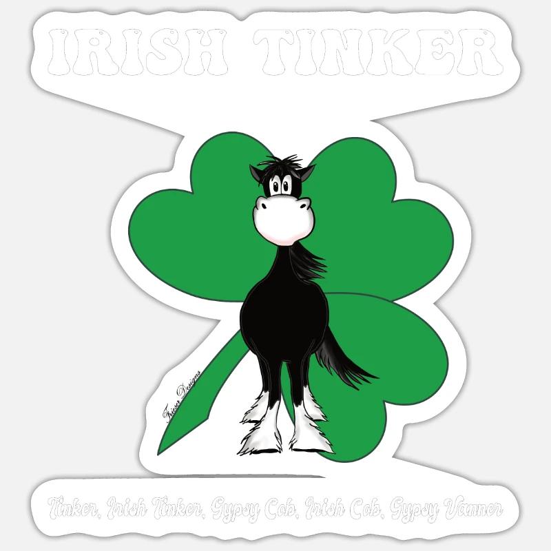 Tinker, Irish Tinker, Gypsy Cob, Gypsy Vanner - Sticker taille S (10 x 10 cm) - blanc mat