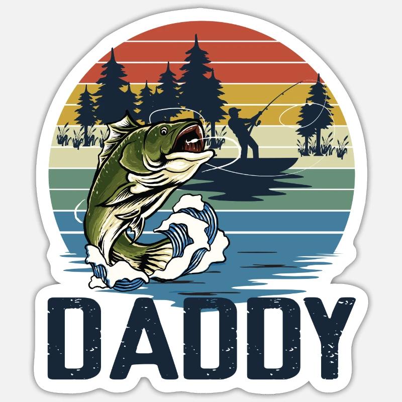 Matching daddy de pêche - Sticker taille S (10 x 10 cm) - blanc mat