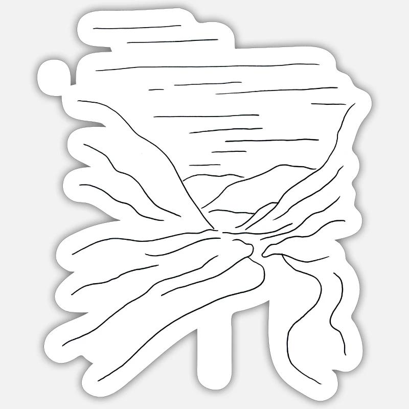 Bergtal mit Fluss - Sticker Größe S (10 x 10 cm) - Mattweiß
