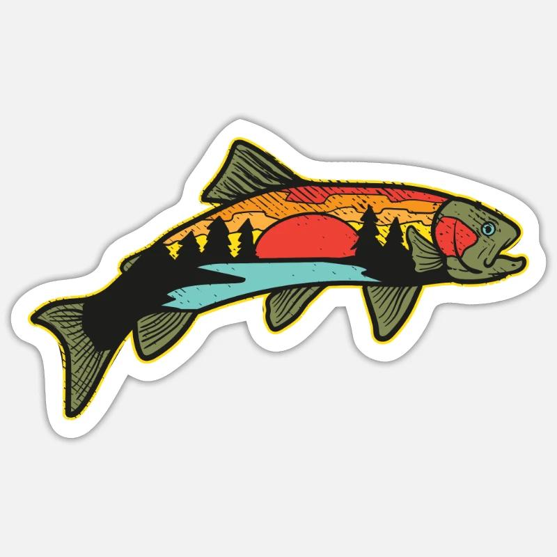 Pêche Pêcheur Pêche à la truite arc-en-ciel Pêche - Sticker taille S (10 x 10 cm) - blanc mat