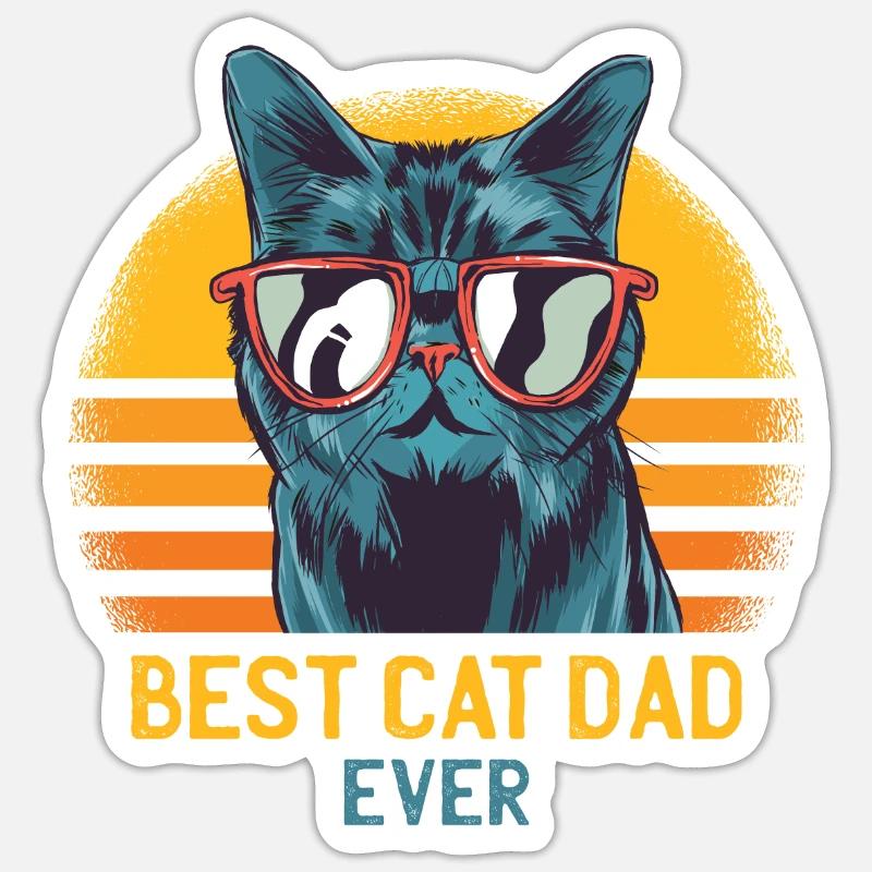 Vintage Bedste Cat Far Nogensinde Funny Cat solbriller - Sticker størrelse S (10 x 10 cm) - mat hvid