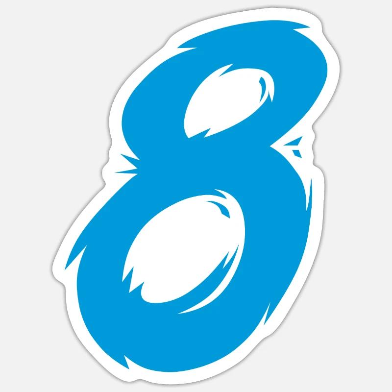 Number 8 - Sticker size S (10 x 10 cm) - white matte