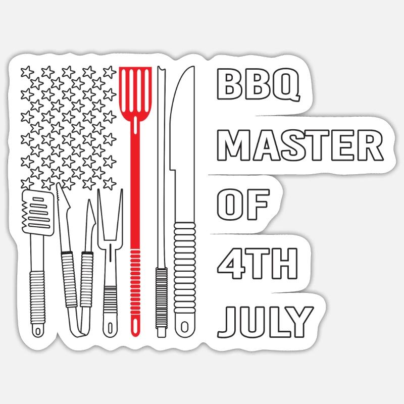 BBQ Master 4th July - Sticker size S (10 x 10 cm) - white matte