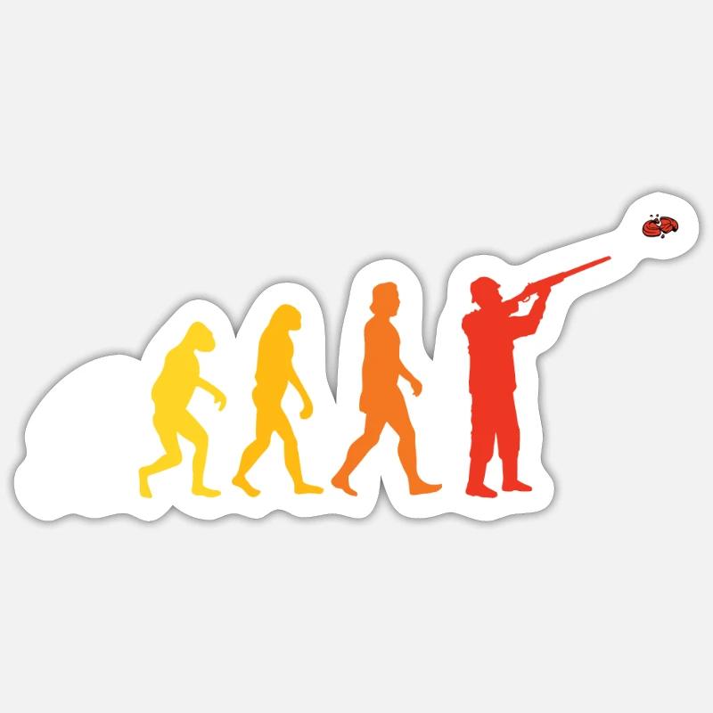 Clay pigeon shooting evolution - Sticker size S (10 x 10 cm) - white matte