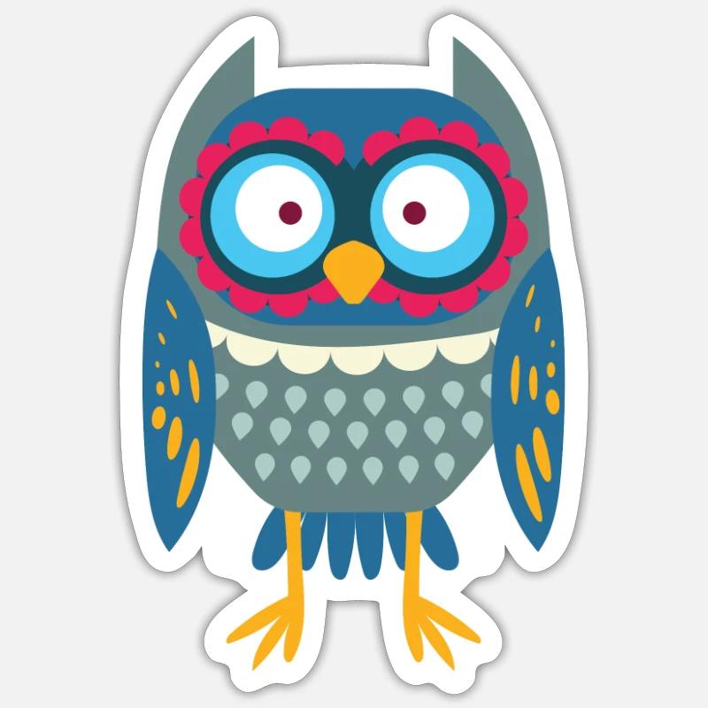 Hibou - Sticker taille S (10 x 10 cm) - blanc mat