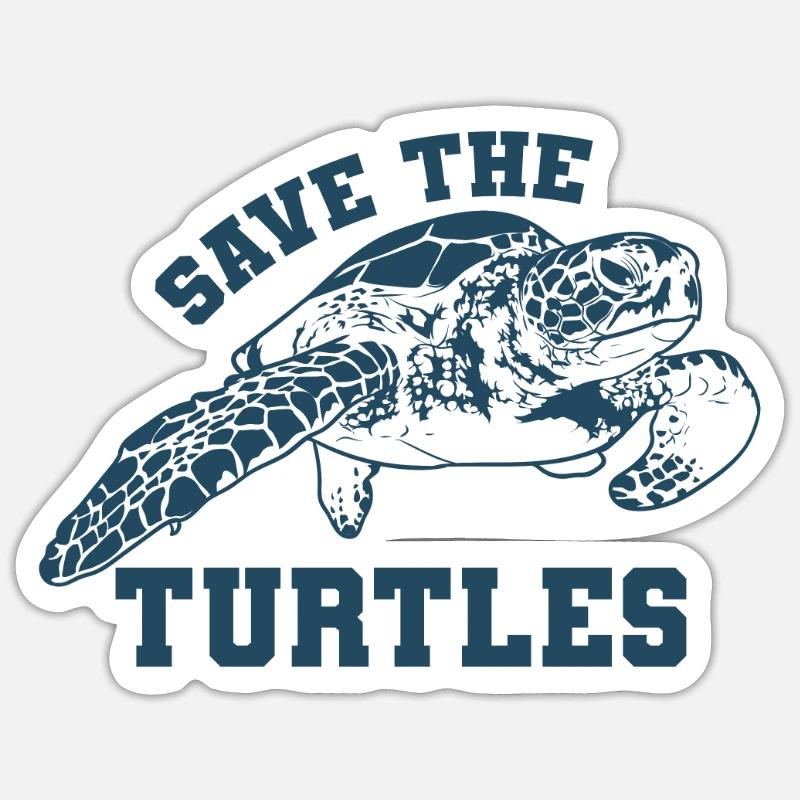 Turtle Save The Turtles - Sticker size S (10 x 10 cm) - white matte