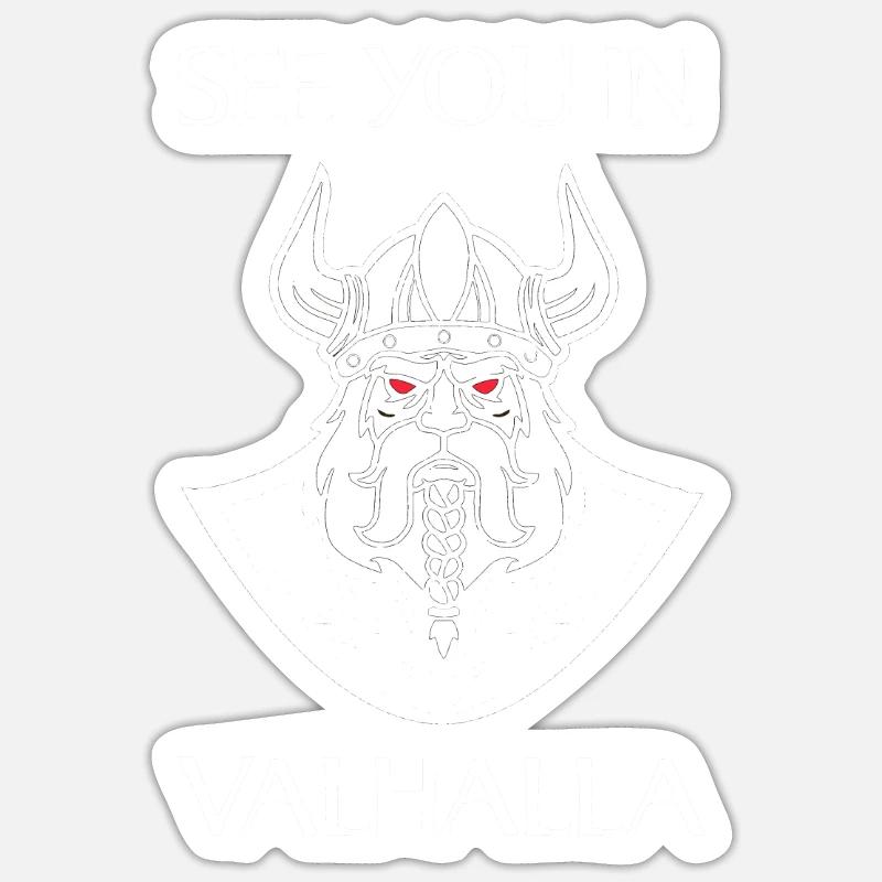 Viking Valhalla - Sticker taille S (10 x 10 cm) - blanc mat