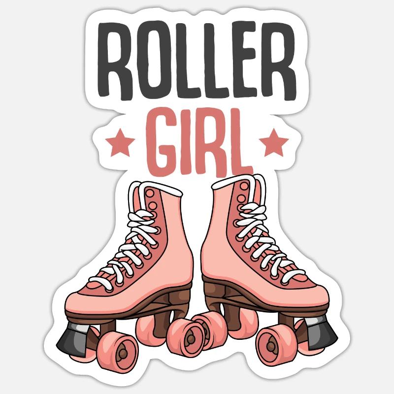 Rollschuh Mädchen Sticker Größe S (10 x 10 cm)