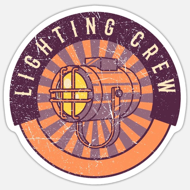 LIGHTING CREW RÉTRO Techniciens d’éclairage - Sticker taille S (10 x 10 cm) - blanc mat