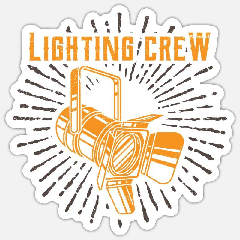 LIGHTING CREW Oberbeleuchter Lichttechniker - Sticker Größe S (10 x 10 cm) - Mattweiß