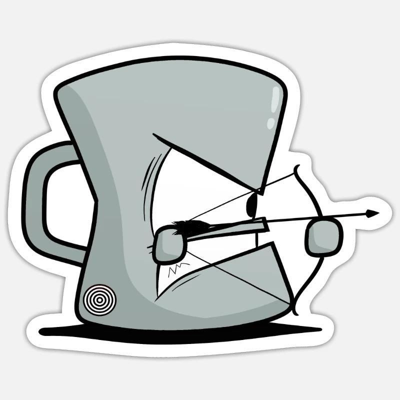 funny, archery, coffee, archer, bow - Sticker size S (10 x 10 cm) - white matte