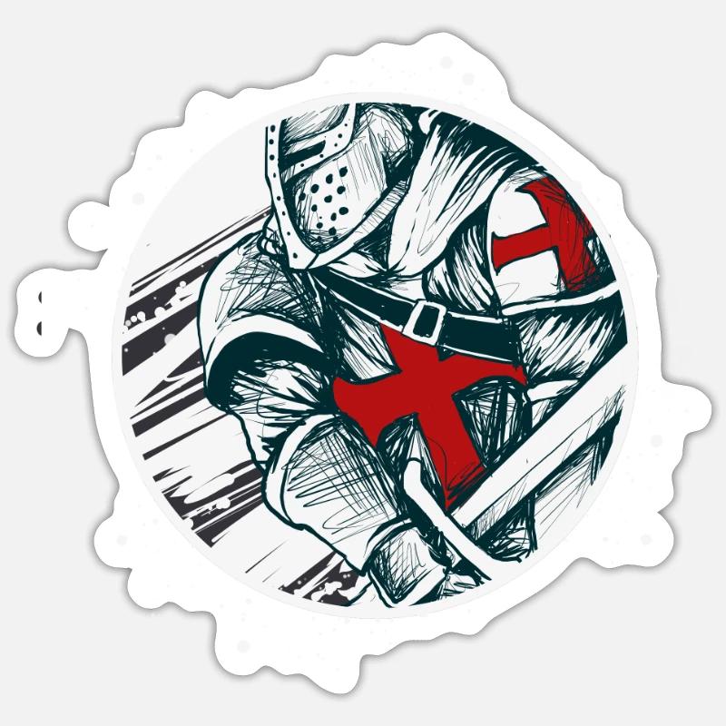 Knight Templar Warrior Knights - Sticker size S (10 x 10 cm) - white matte