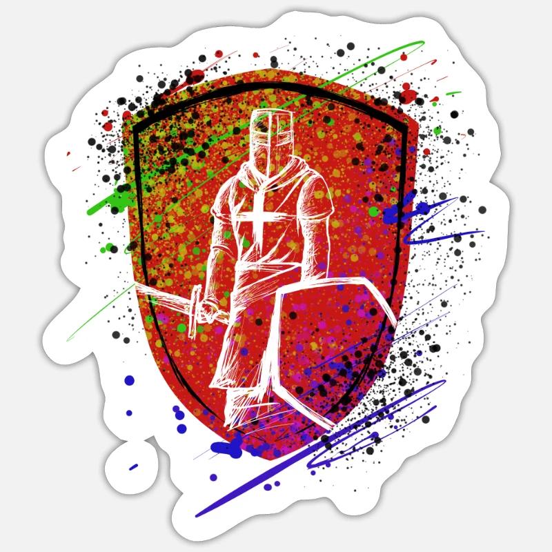 Shield Knights Templar Warrior Sticker size S (10 x 10 cm)