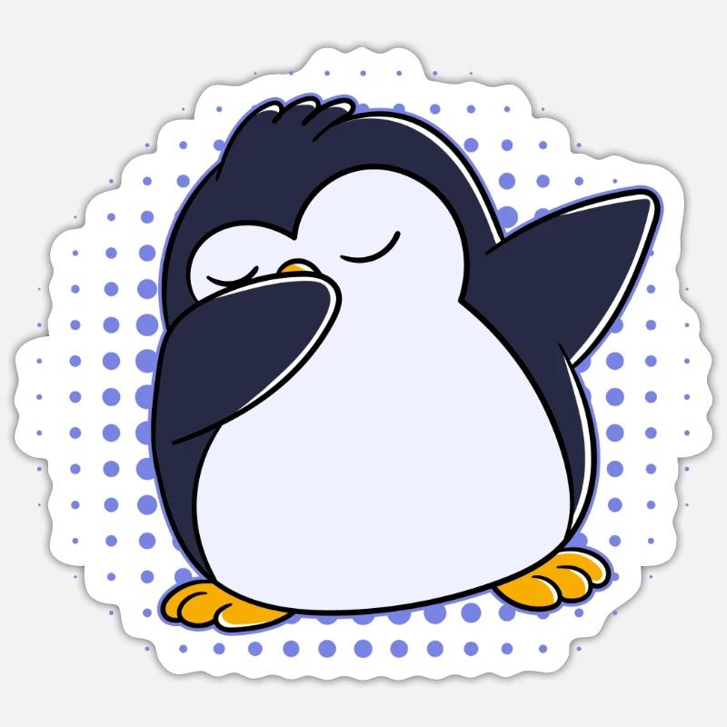 Dabbing Pinguin - Sticker Größe S (10 x 10 cm) - Mattweiß