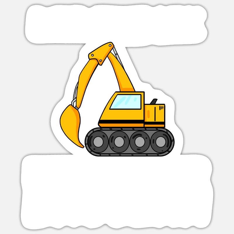 Bagger Baggerfahrer - Sticker Größe S (10 x 10 cm) - Mattweiß