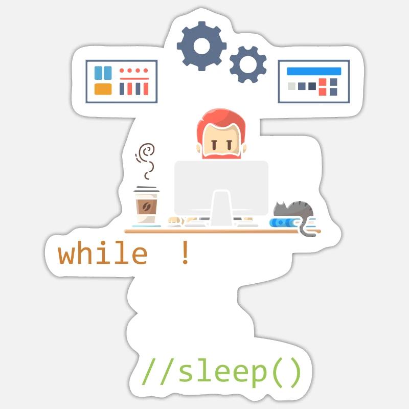 Dead Eat Code Sleep Funny Programming Computer Pro - Sticker size S (10 x 10 cm) - white matte