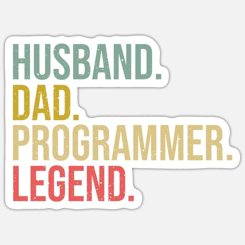 Husband Dad Programmer Legend Fathers Day Programm Sticker Größe S (10 x 10 cm)