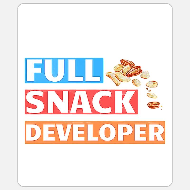 FULL SNACK DEVELOPER - DEVELOPER PUN - Sticker Größe S (10 x 10 cm) - Mattweiß