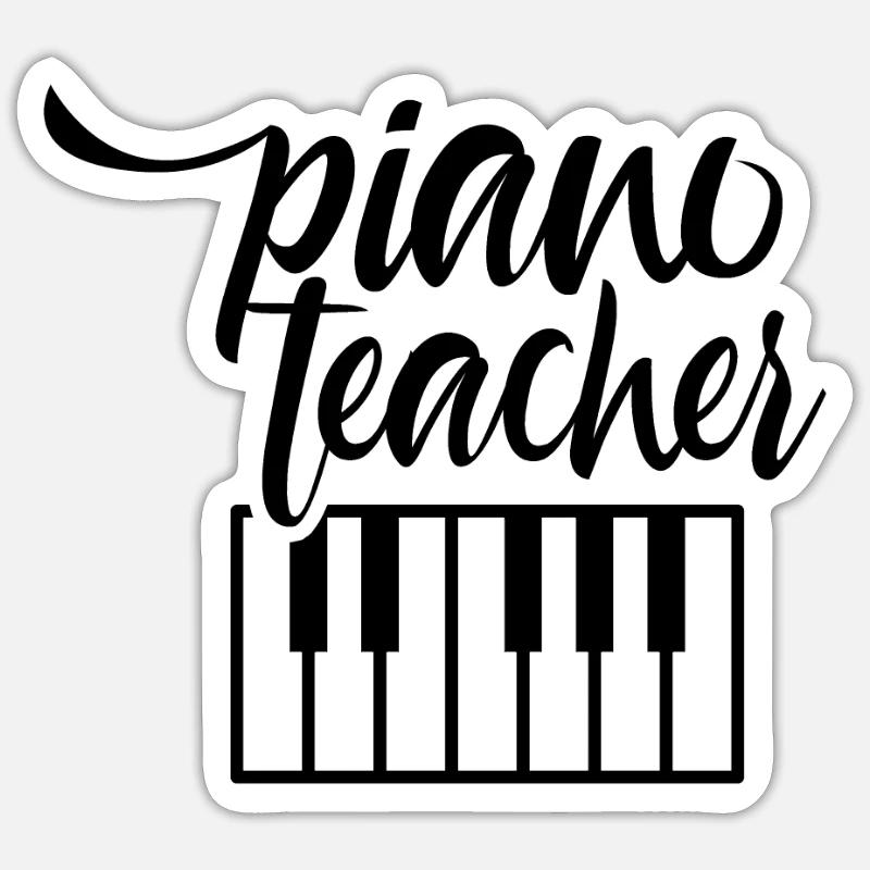 Professeur de piano Piano Cours de piano - Sticker taille S (10 x 10 cm) - blanc mat