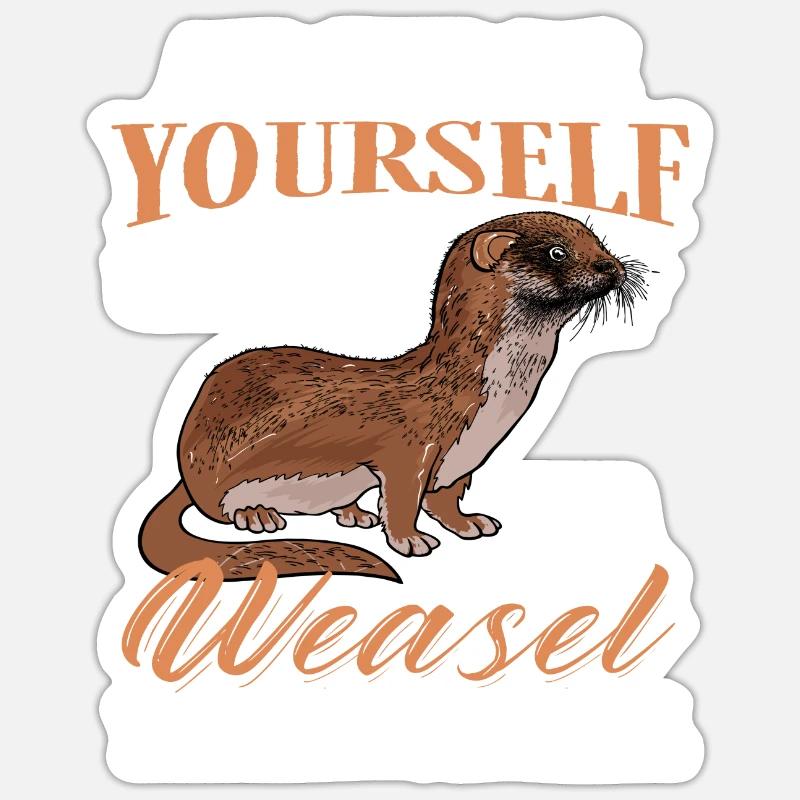 Wiesel Frettchen Biber Wald Geschenkidee - Sticker Größe S (10 x 10 cm) - Mattweiß
