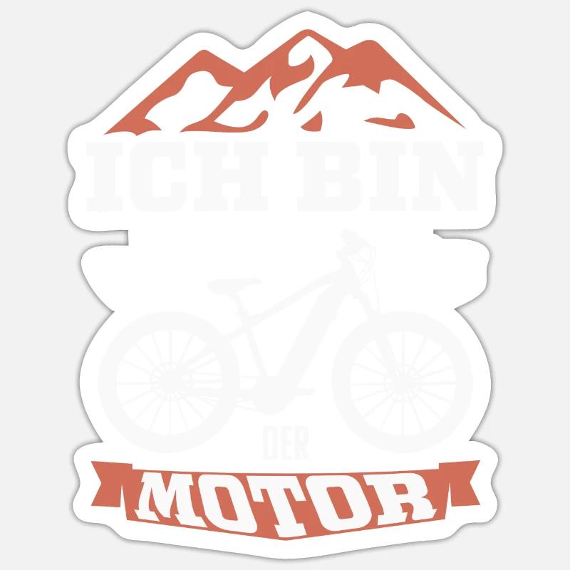 Ich bin der Motor, Radfahrer - Sticker Größe S (10 x 10 cm) - Mattweiß