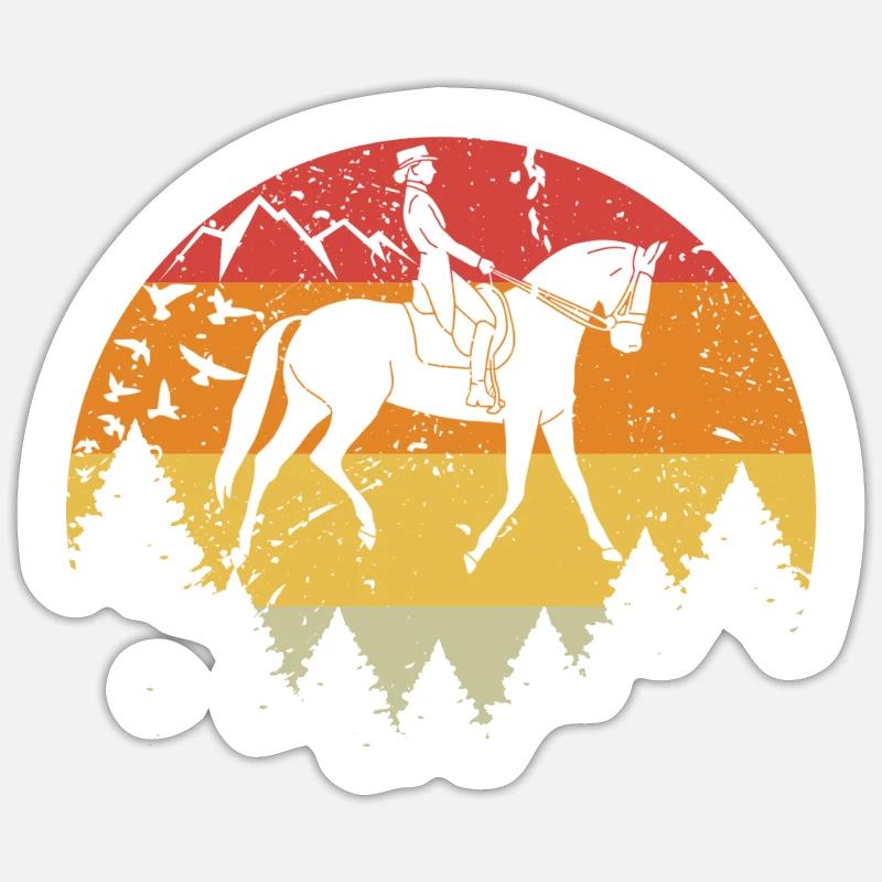 Vintage cheval cavalière dressing équitation Équitation - Sticker taille S (10 x 10 cm) - blanc mat