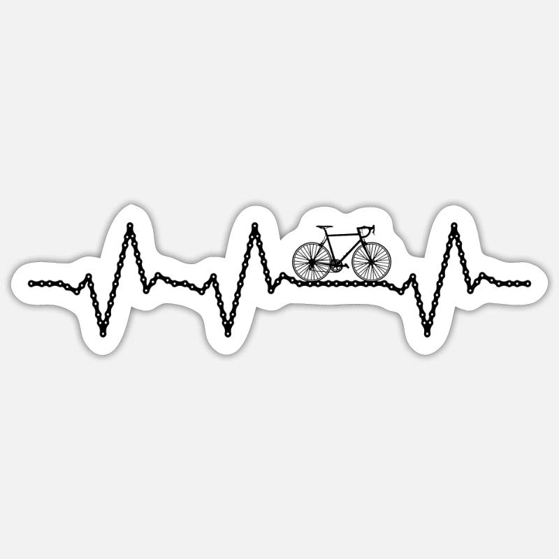Bicycle ECG Bicycle chain - Sticker size S (10 x 10 cm) - white matte