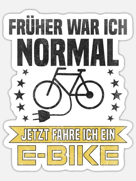 Früher war ich normal, jetzt fahre ich ein E-Bike - Sticker Größe S (10 x 10 cm) - Mattweiß
