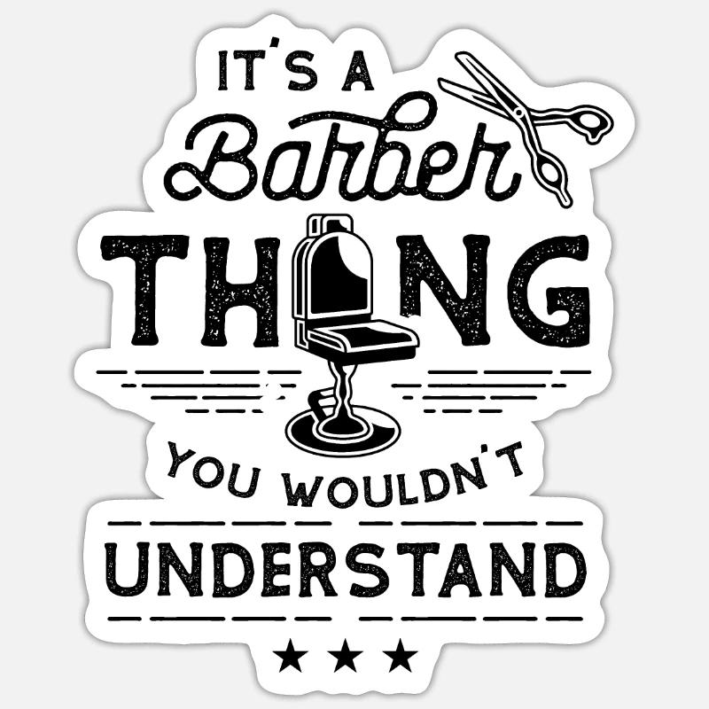 C’est un Barbier Barbier Barbier Barber - Sticker taille S (10 x 10 cm) - blanc mat