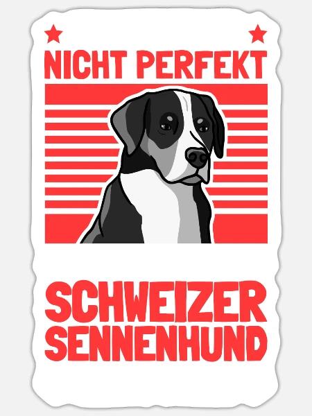 Mein Schweizer Sennenhund liebt mich Bauernhund - Sticker Größe S (10 x 10 cm) - Mattweiß