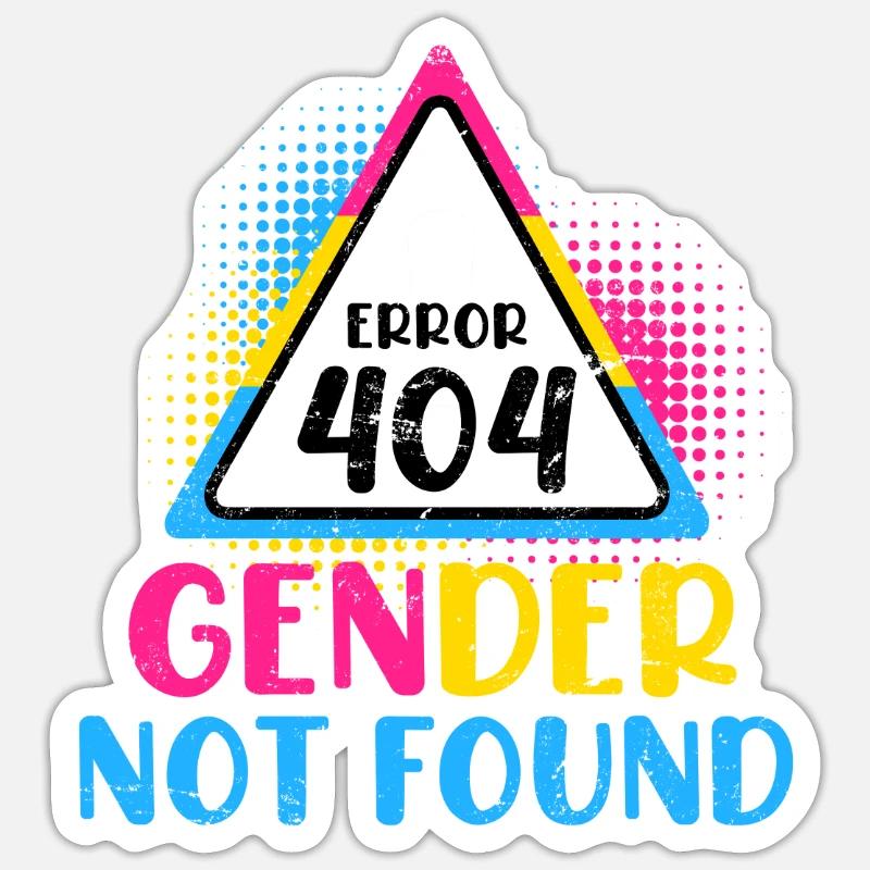 Error 404 Gender not Found Bisexual Pansexual - Sticker size S (10 x 10 cm) - white matte