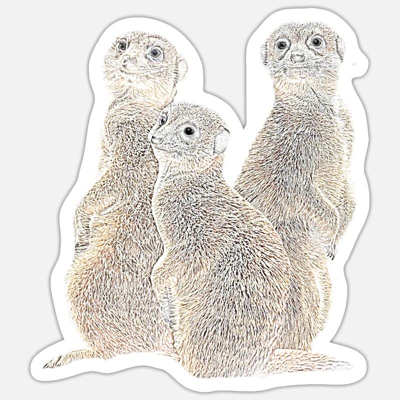Suricate - Mangoustes - Afrique - Sticker taille S (10 x 10 cm) - blanc mat