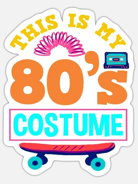 80er Jahre Kostüm 80er Jahre Party Outfit - Sticker Größe S (10 x 10 cm) - Mattweiß