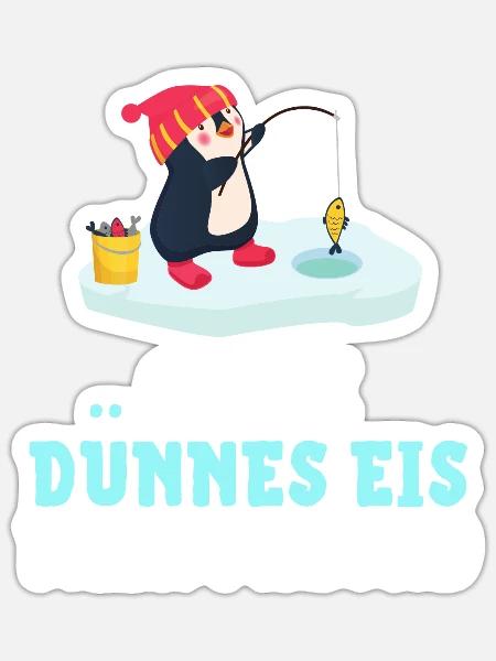 Pinguin - GANZ DÜNNES EIS MEIN FREUND! - Sticker Größe S (10 x 10 cm) - Mattweiß