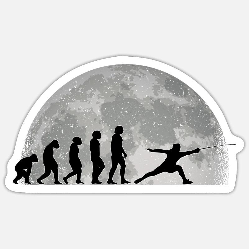Fechten Evolution Mond Fechter Sportfechter - Sticker Größe S (10 x 10 cm) - Mattweiß