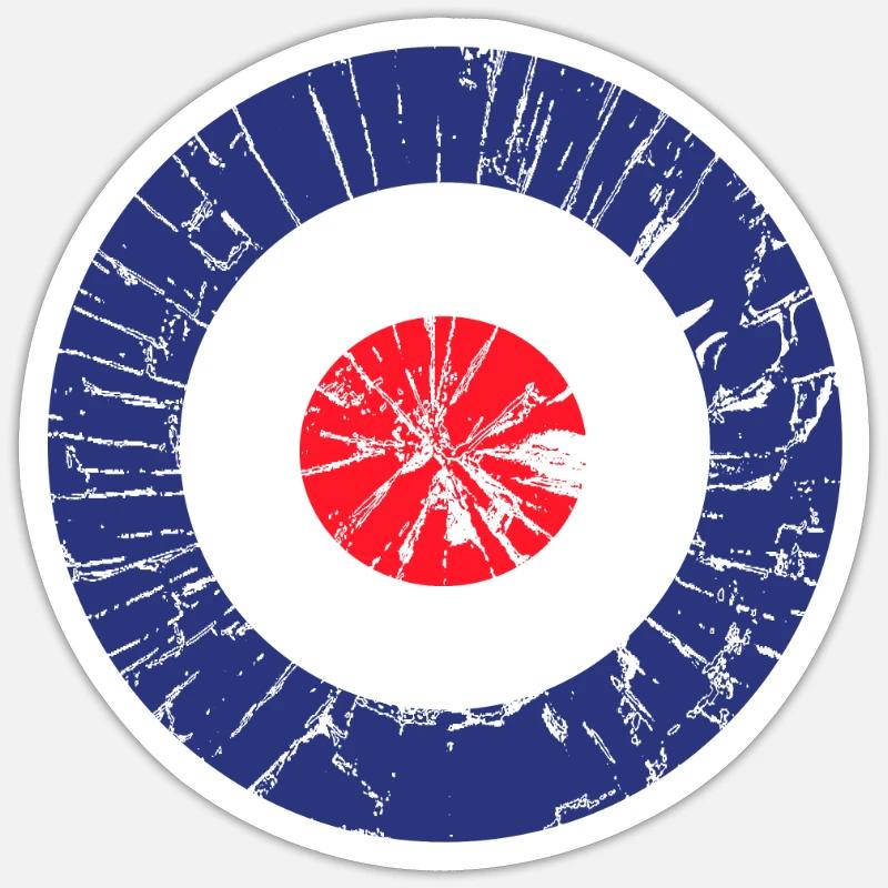 Britisch Target als gebrochenes Glas - Sticker Größe S (10 x 10 cm) - Mattweiß
