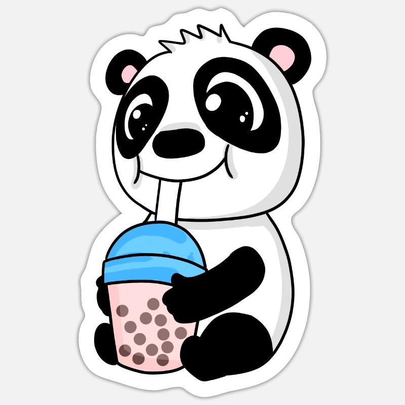 Bubble Tea Panda - Sticker size S (10 x 10 cm) - white matte