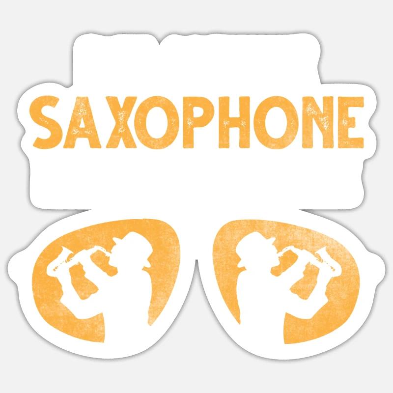 Blasmusik Saxophon - Sticker Größe S (10 x 10 cm) - Mattweiß