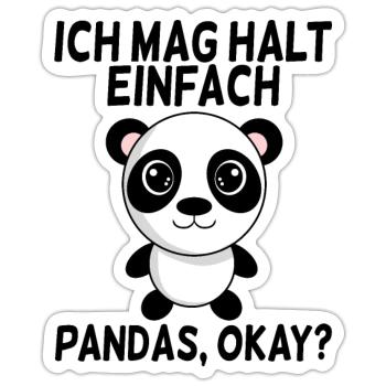 Ich mag Pandas - Sticker Größe S (10 x 10 cm) - Mattweiß - Vorne