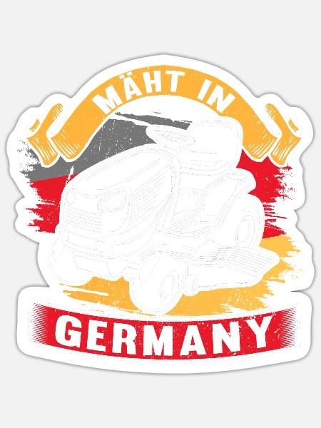 Rasentraktor rasen Mäht in Germany Geschenk design - Sticker Größe S (10 x 10 cm) - Mattweiß
