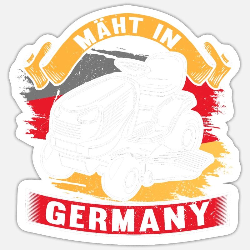 Rasentraktor rasen Mäht in Germany Geschenk design - Sticker Größe S (10 x 10 cm) - Mattweiß