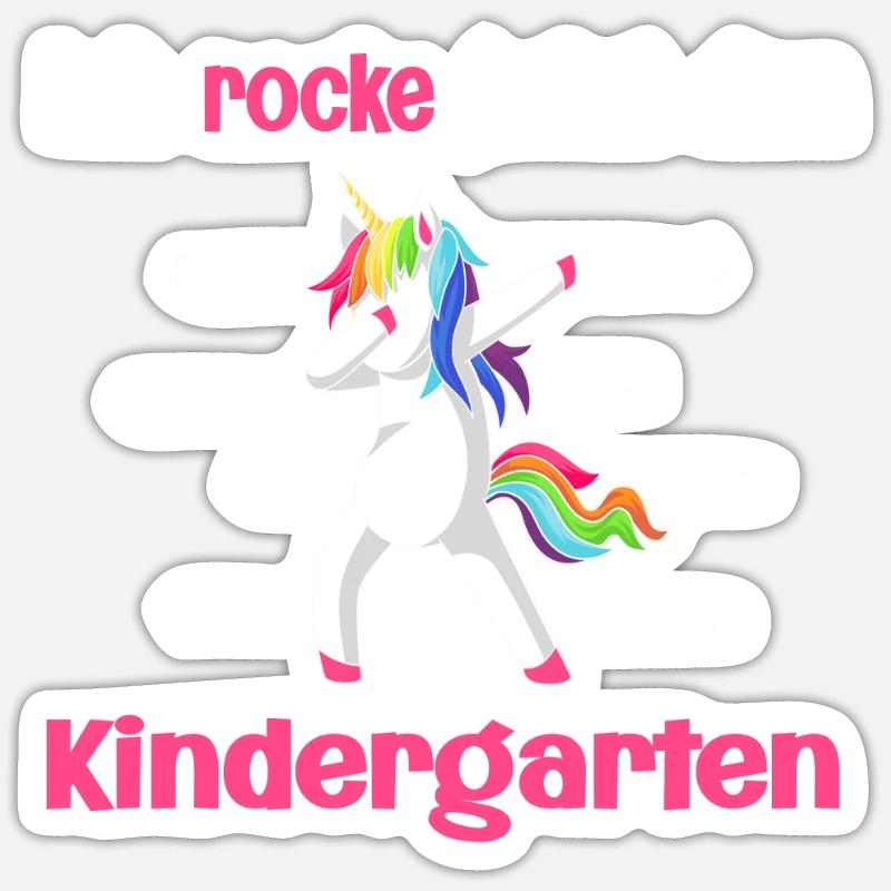 Kindergartenkind Einhorn Kindergarten-Anfang - Sticker Größe S (10 x 10 cm) - Mattweiß