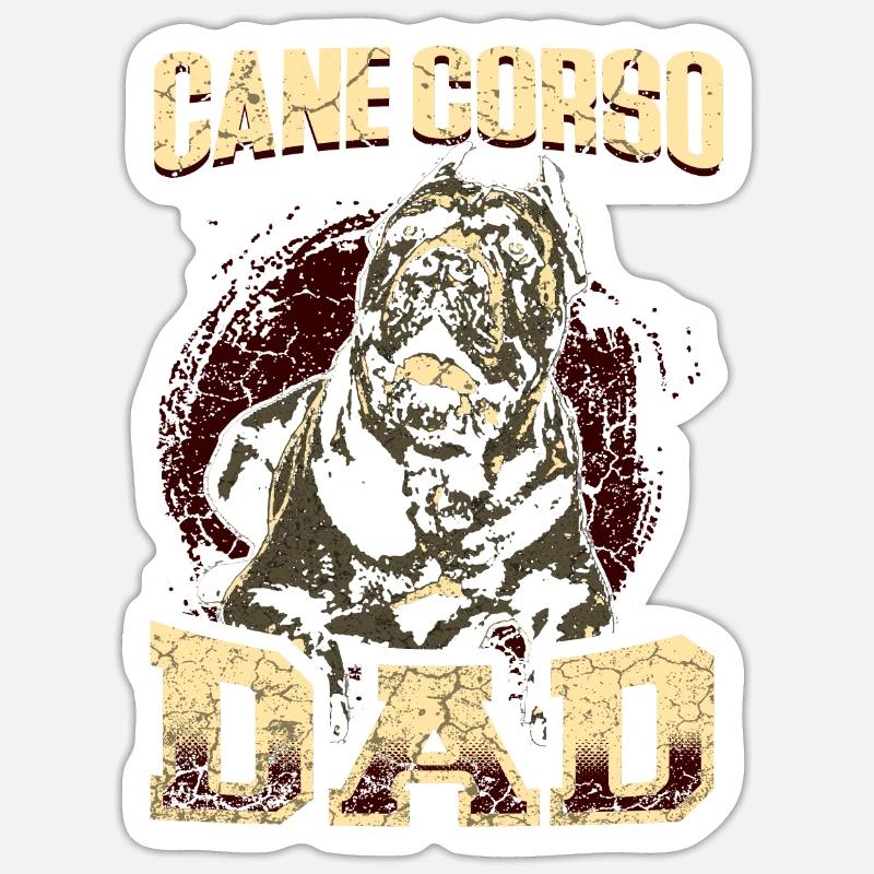 Cane Corso Vater - Sticker Größe S (10 x 10 cm) - Mattweiß