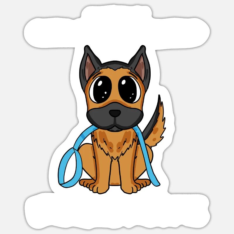 Deutscher Schäferhund - Sticker Größe S (10 x 10 cm) - Mattweiß