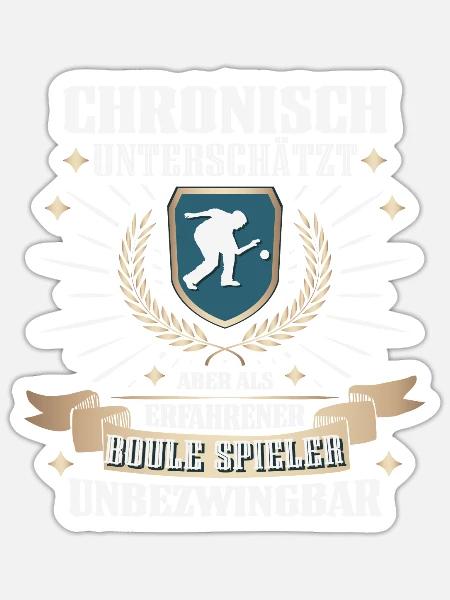 Lustiger Boccia Spieler, Boule Sport und Petanque - Sticker Größe S (10 x 10 cm) - Mattweiß