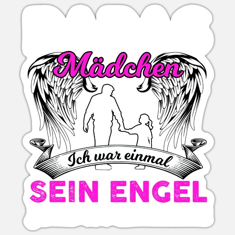 Papas Mädchen Ich War Einmal Sein Engel - Sticker Größe S (10 x 10 cm) - Mattweiß