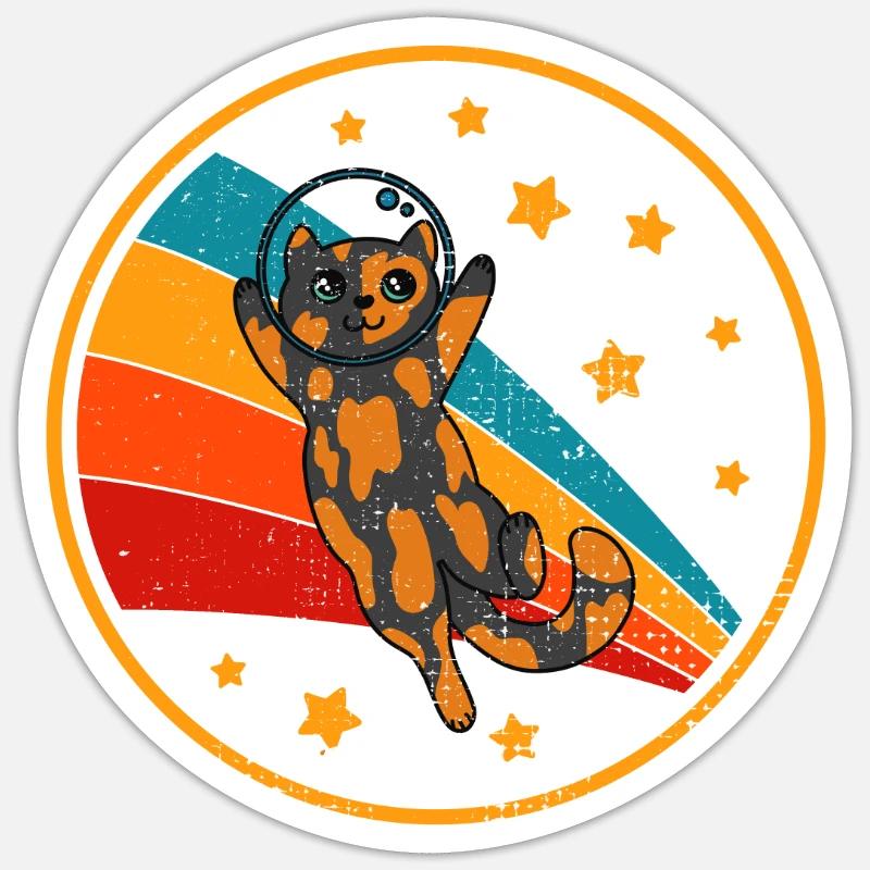 Schildpatt-Katze Space katze - Sticker Größe S (10 x 10 cm) - Mattweiß
